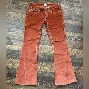 True Religion Joey Big T twisted seam Burnt Orange Corduroy Pants- Size …
